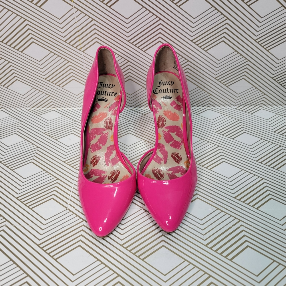 Juicy Couture Women's Stiletto Heels Khrystal Pink Patent Faux Leather Size 7 M. - Picture 3 of 8